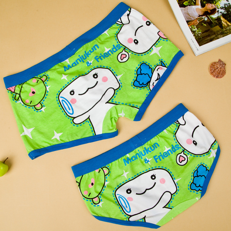 c2潮朝新款小馒头 韩版卡通个性纯棉情侣内裤男士平角裤女士三角 小