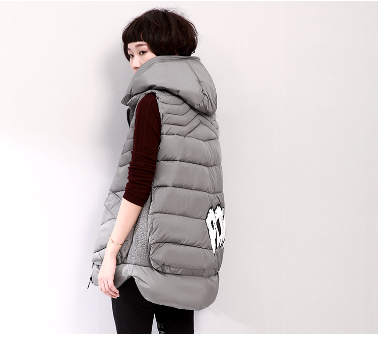 DKCHENPiN2015冬季新款连帽马甲女保暖棉马夹 黑 XL