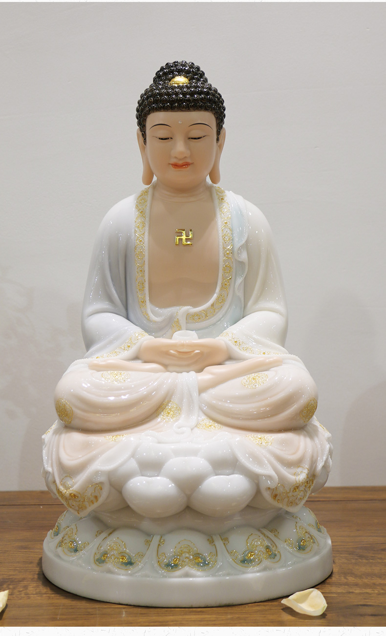 三漫陀汉白玉观世音菩萨佛像摆件室内客厅供奉装饰品观音菩萨神像