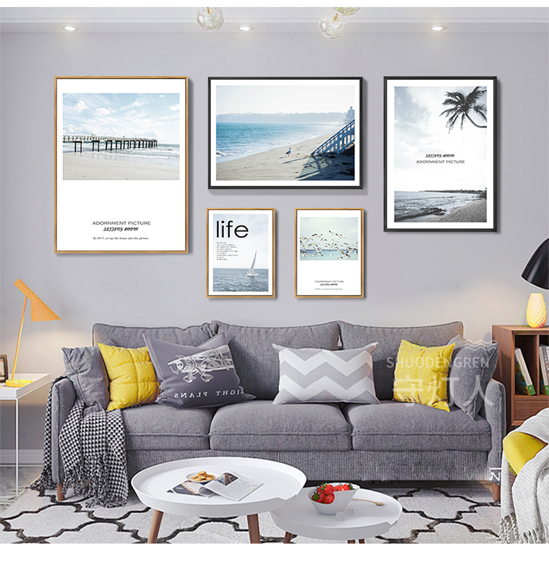 恋之屋 北欧客厅组合装饰画餐厅卧室挂画餐馆理发店装饰壁画简约沙发