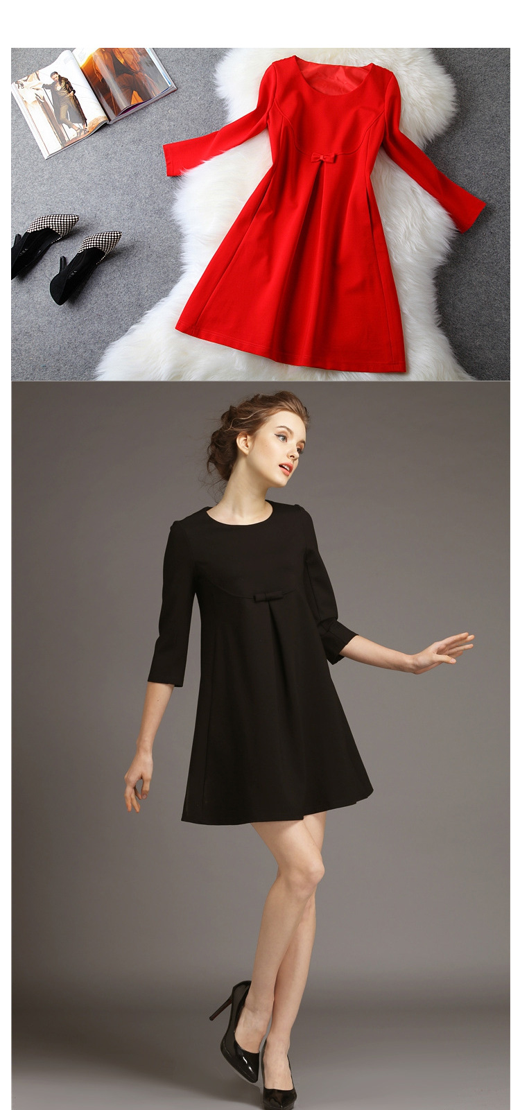 婼黛芬2015 秋装新款大红蕾丝拼接显瘦短裙连衣裙rfl9820 红色 xl