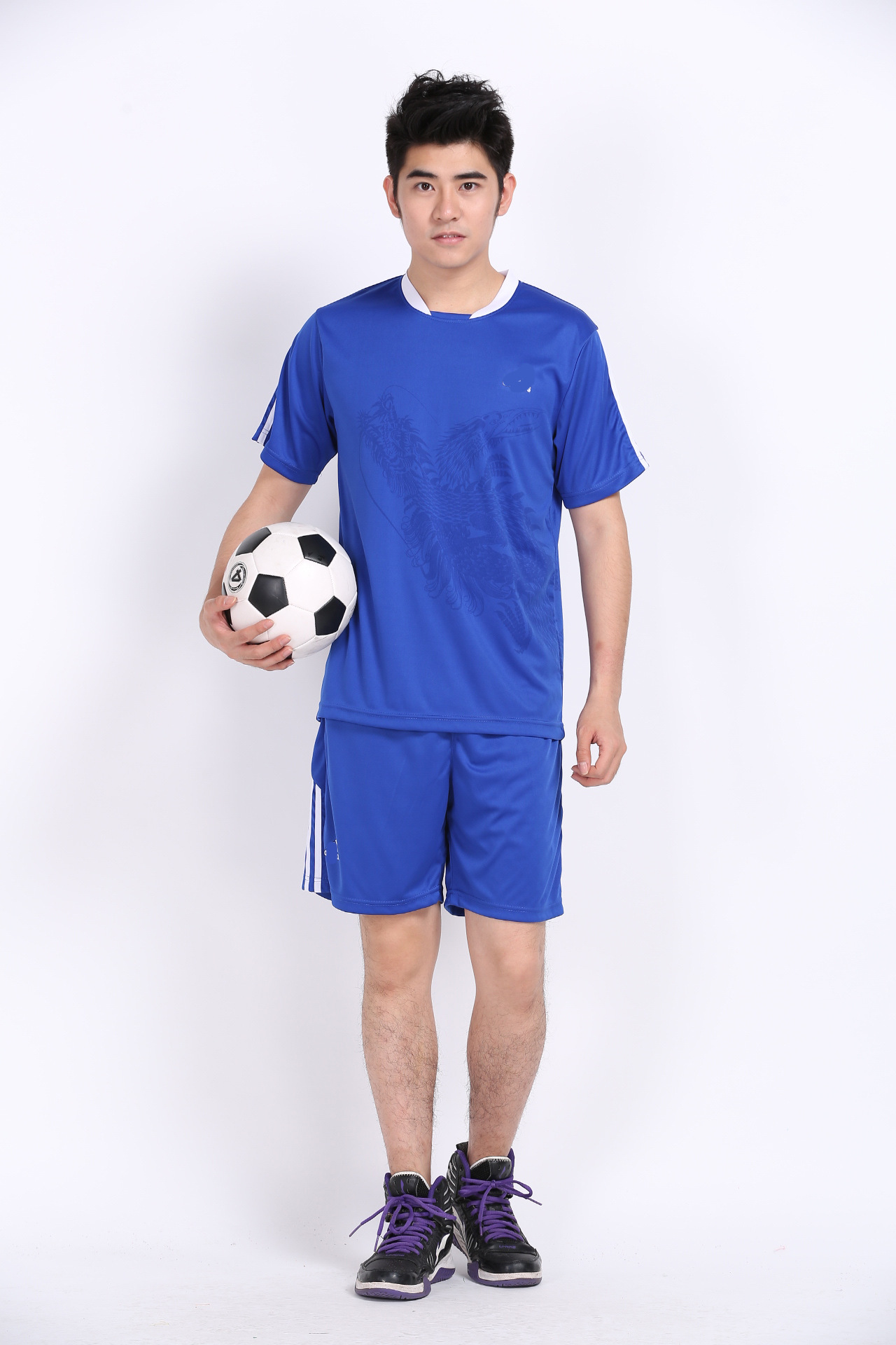 新款足球服 定制印号印字足球衣 男短袖组队比赛球服套印logo 白色 xl