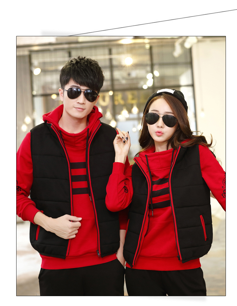 卓姿琪(zhuoziqi )秋冬套装加厚加绒卫衣三件套棒球服运动情侣装 灰  色 XXXL男