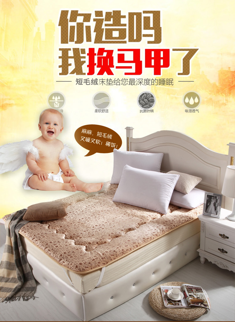 盛典家纺单人可折叠床褥子 学生铺地床垫子薄 双人垫被 儿童席梦思加厚 超柔字母 150*200