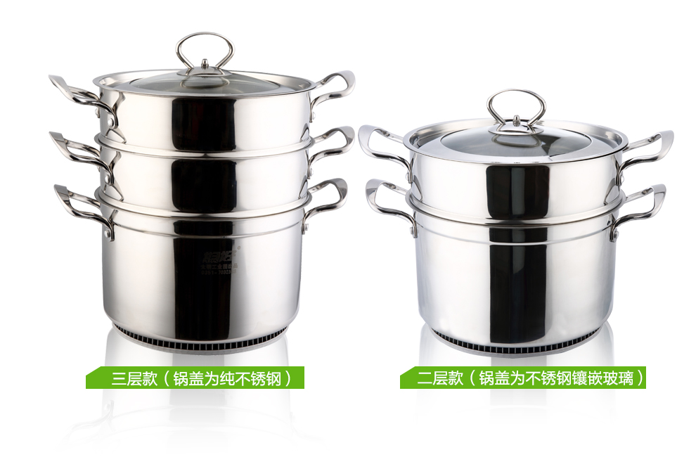 
                                        妇好蒸锅复合底速热翅片节能24cm 煤气灶燃气灶通用不锈钢锅无涂层煮锅 欧式24双层FHOS-24-01                