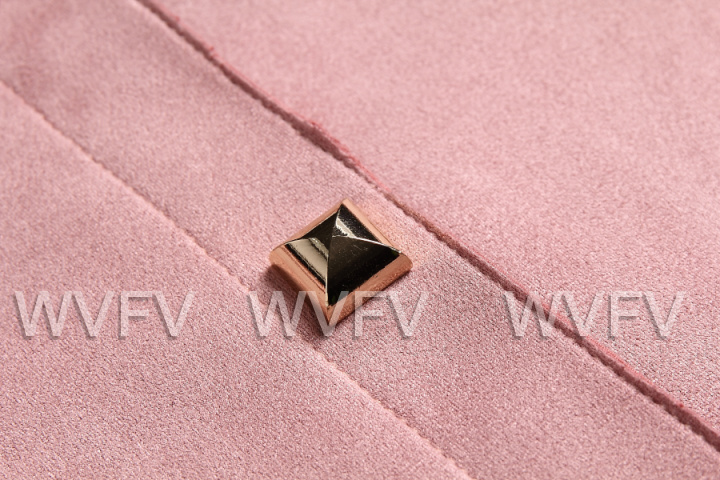 WVFV 2015秋季新品欧美七分袖PU粉色流苏时尚修身气质圆领短外套女 WW70003 粉色 4 M
