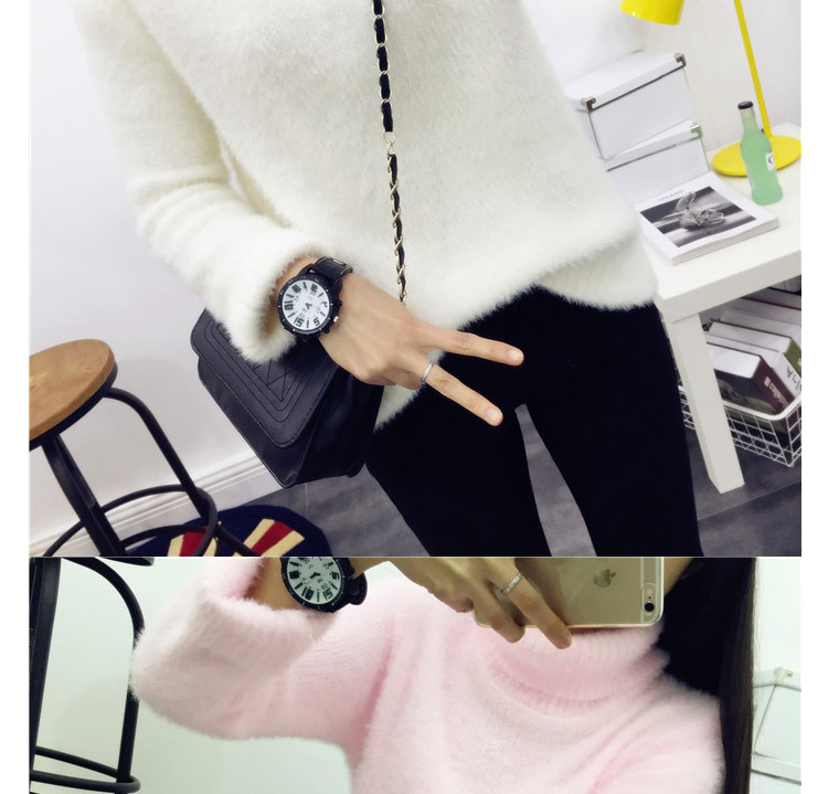 安陌ANMO 2015新款套头毛衣针织衫秋冬女装上衣冬季厚外套秋装学生6191 6250白色 均码