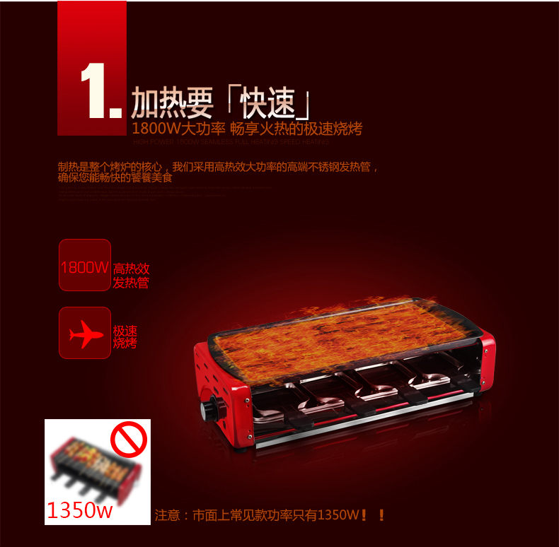 
                                        比亚韩式电烧烤炉 家用无烟智能温控电热煎烤盘 多功能商用铁板烧不粘电烤架 大号                