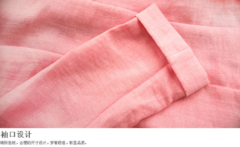 艾帛丽 七分袖亚麻女百搭小西装2016春夏薄短款棉麻西服外套韩国SZ外搭披肩 136款 粉红色 M