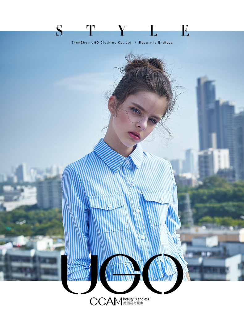 UGOCCAM 秋装女装中长款 长袖衬衫女 连衣裙淑女款 衬衫裙 M