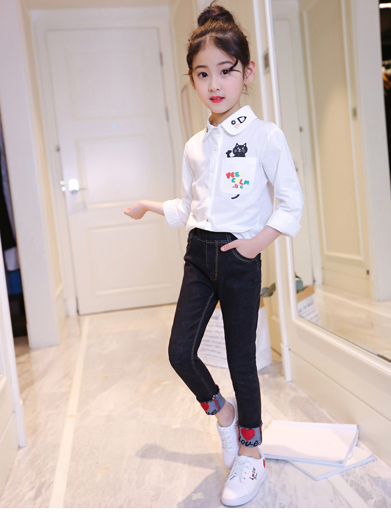 女童装春季儿童小脚裤子小孩外穿中大童春款女大童潮小学生牛仔裤