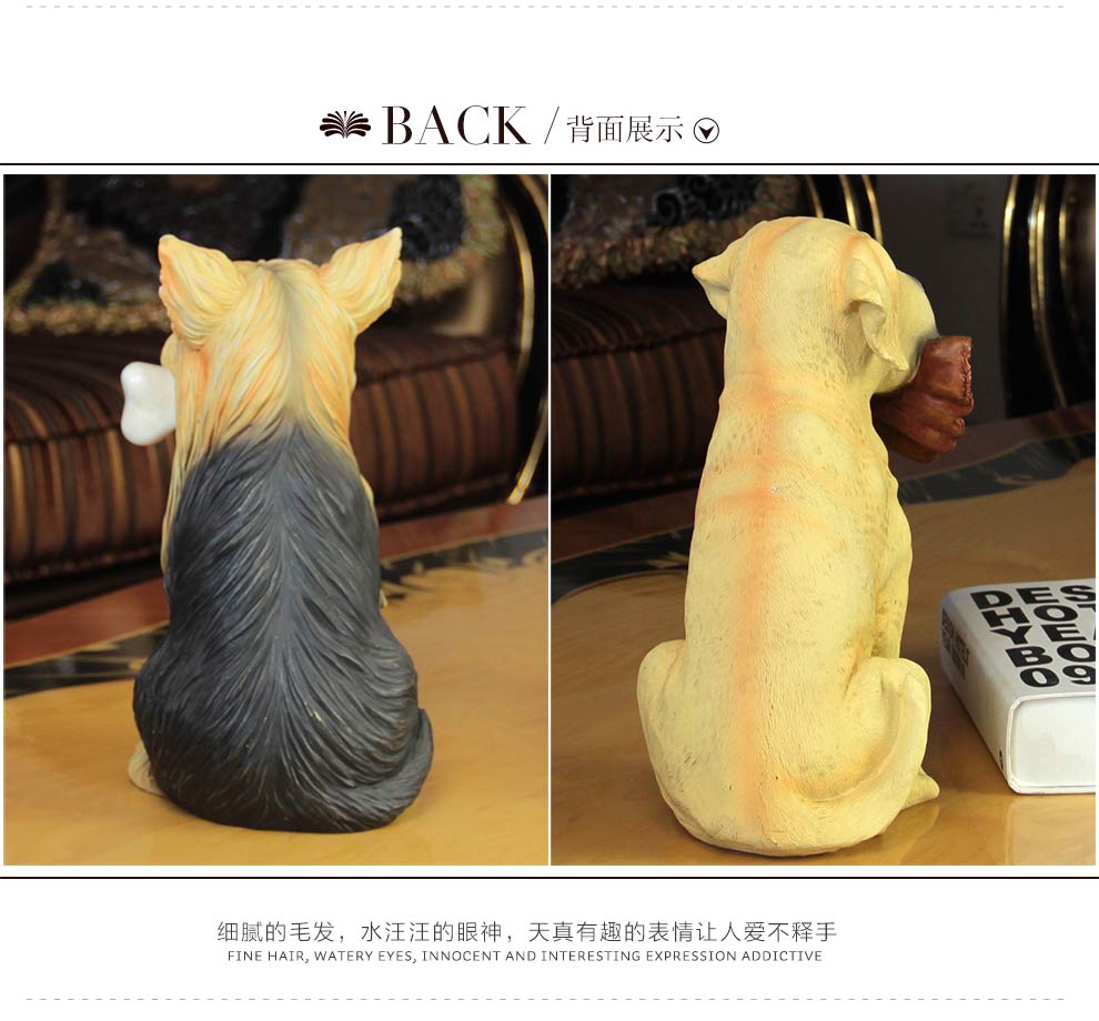 
                                                                                得美莱斯（DMLS）客厅摆件工艺品酒柜摆设 创意装饰品摆件家居饰品 仿真狗北欧式美式模型新家装修软装 可卡白黄色                