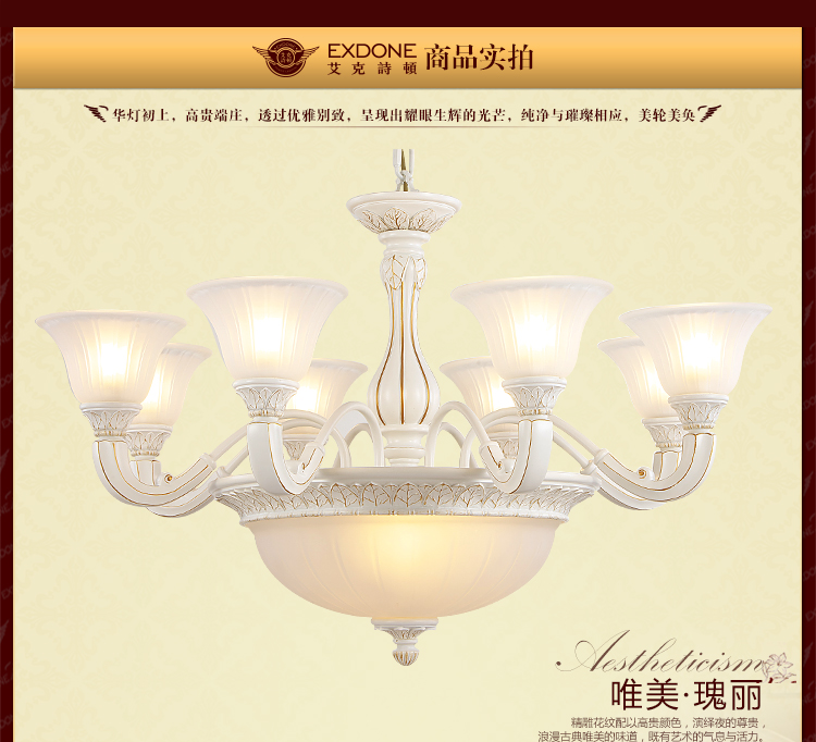 华艺灯饰 欧式吊灯 客厅餐厅卧室书房田园简约灯具 艾克诗顿 CH0064 6+3头