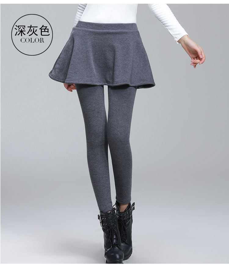 2015新款加绒加厚显瘦修腿大码百褶打底裙裤女打底裤RX-cxq216 胖1049浅灰加绒 S