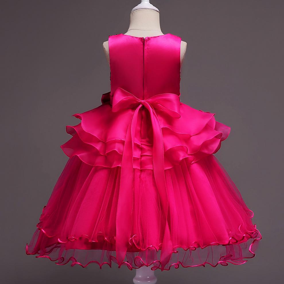 【开学价】童装女童亮片连衣裙表演服国庆万圣节开学花朵公主裙儿童