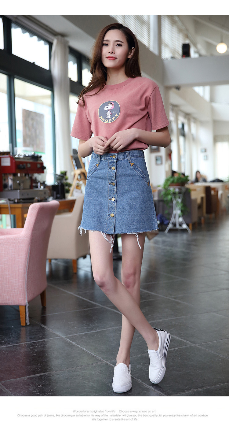 熙影2016早春装新款女装牛仔裙中裙半身裙 深蓝色 l