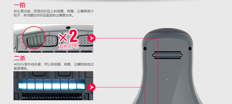 
                                        福玛特（fmart） 手持床铺杀菌除螨机除螨仪家用吸尘器 400UV-C                 