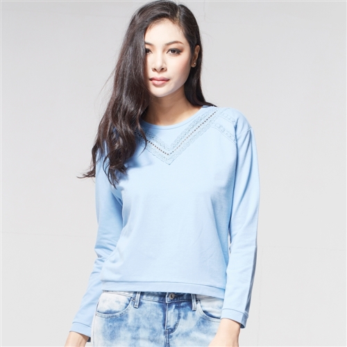 佐丹奴 女装外套 优雅蕾丝拼接时装 百搭马卡龙套头卫衣01324035 24灰绿色 大码(165/92A)