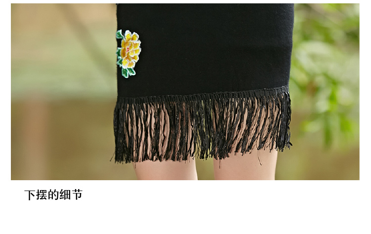美情芬     2015年秋冬新款 花朵蝴蝶绣花毛线百搭裙 CC152# 黑色 均码