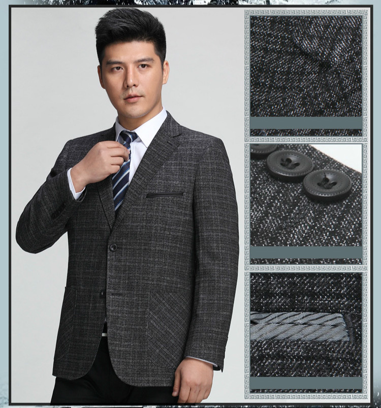 pipes jones品牌羊毛男西装 男式格纹休闲便西免烫单西服 如图 175/50