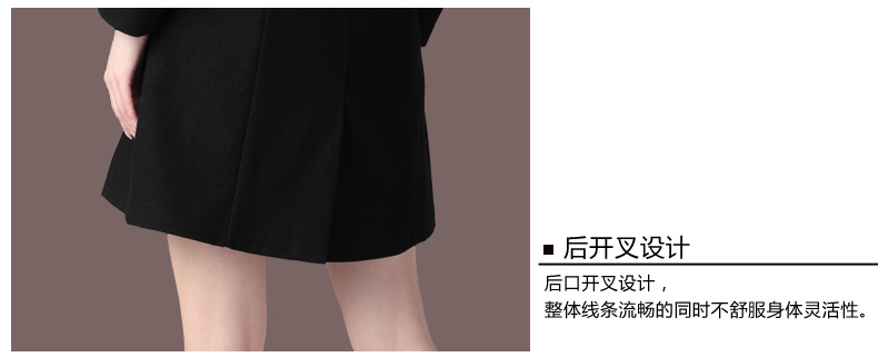 
                                        枫林梦2016秋冬新款女装OL韩版毛呢外套修身中长款大码羊毛毛呢大衣FB63 黑色 L                