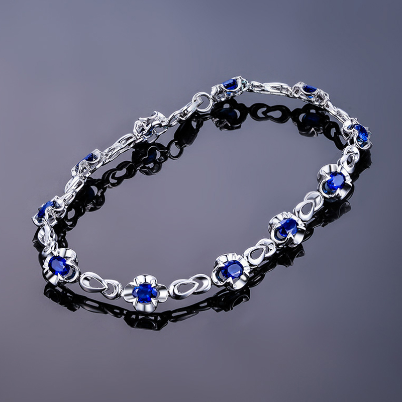 75ct蓝宝石手链 18k金镶彩色宝石手链 国检证书 定制请联系客服