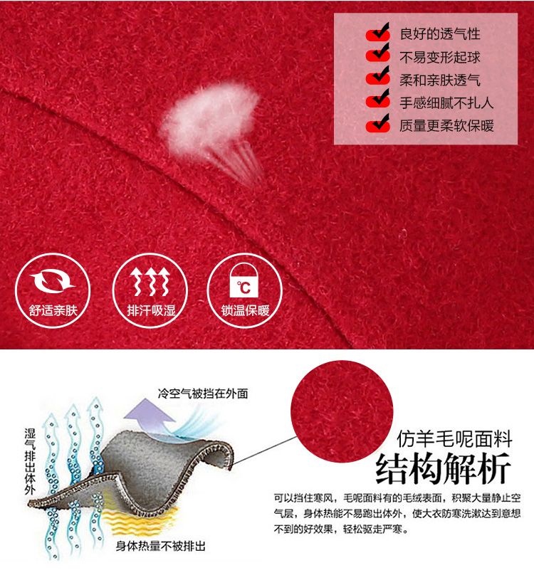 名诺儿 羊毛毛呢大衣女中长款 2015新款韩版春秋冬欧美呢子学生呢料外套 1617红色 L