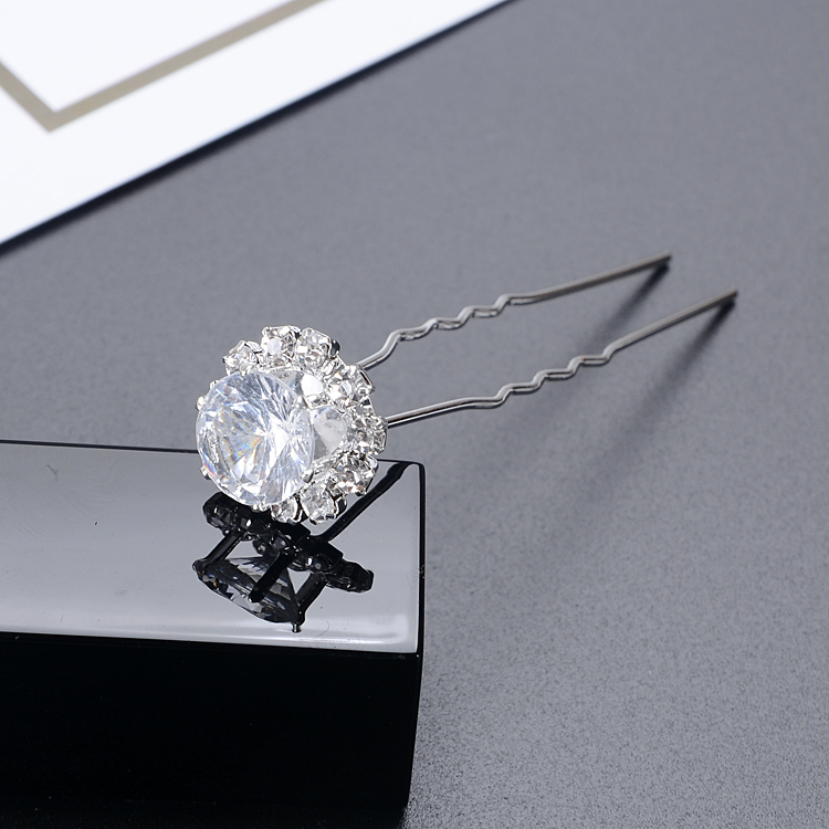 韩国u型夹发插针盘发点缀固定发簪发饰新娘盘头饰品珍珠水钻簪子 单