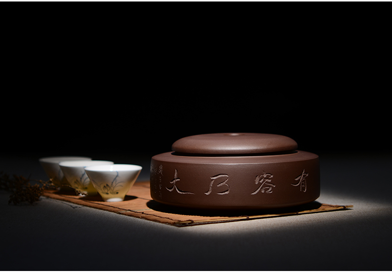 晨茗 宜兴紫砂茶叶罐大号手工茶缸原矿紫泥罐醒茶罐普洱散茶罐