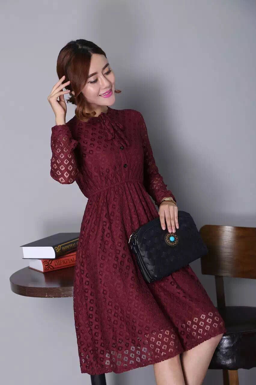 卡卡西女装新款中长款蕾丝连衣裙女 墨绿色 m