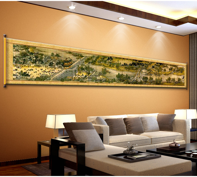 皇室蒙娜丽莎印花新款十字绣【清明上河图】全图全景6米6m客厅风景画系列大画 皇室W300古董布 长6.0米*宽0.65米