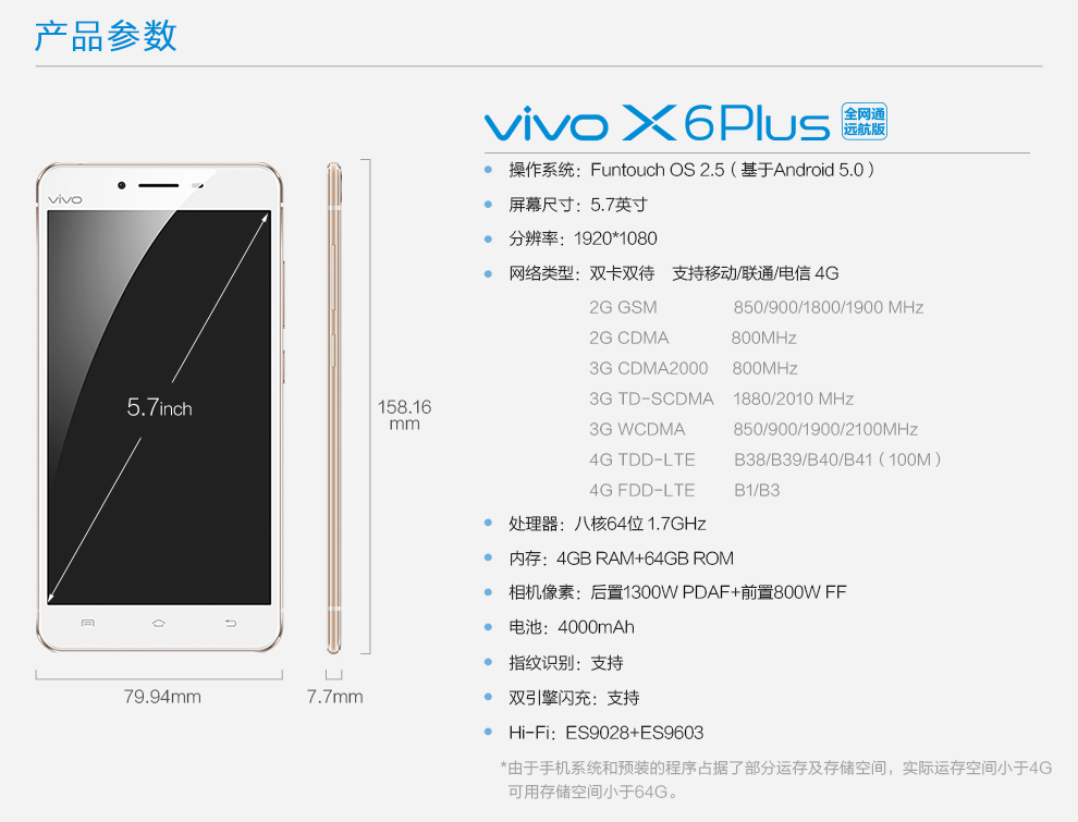 大屏才爽快 vivo x6plusa 全网通远航版上市_浈江区豪雄帝手机店促销