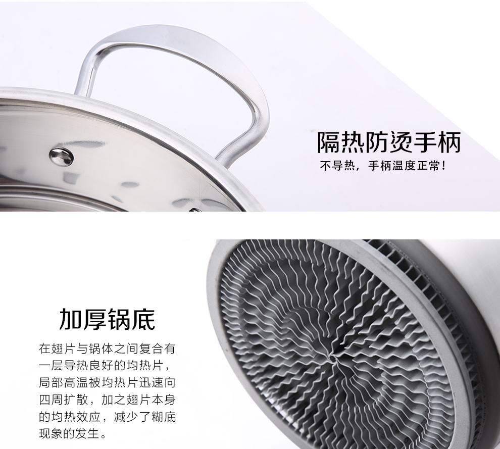 
                                        妇好蒸锅复合底速热翅片节能24cm 煤气灶燃气灶通用不锈钢锅无涂层煮锅 欧式24双层FHOS-24-01                