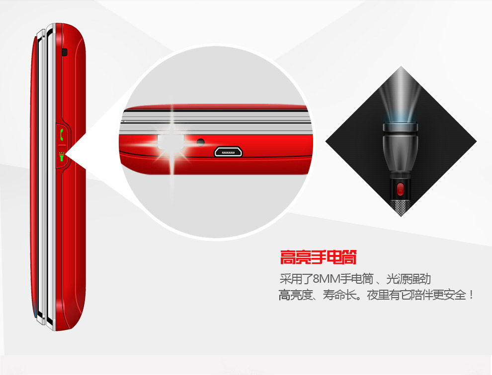 纽曼 (Newman)  V6 移动/联通/电信2G天翼CDMA翻盖老人手机双模双待三网通 红色