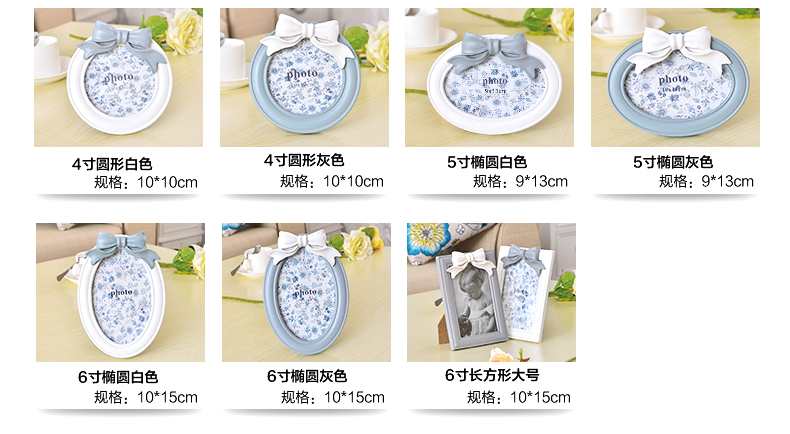 梦雅莉 韩式树脂创意婚纱照相框相片架摆台7寸56寸8寸10寸A412寸16寸20寸 3.5寸心形灰色 灰姑娘韩式蝴蝶结相框