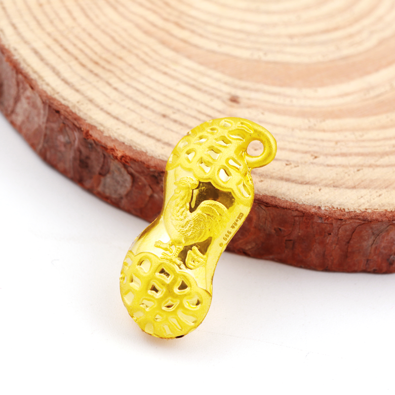 国华首饰黄金饰品足金吊坠 雄鸡福字花生吊坠(已加入京质联盟) 约3.