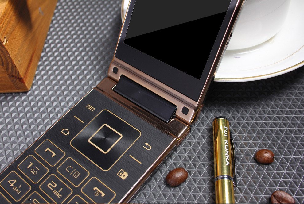 康佳（Konka）K77 智能双屏翻盖手机 双卡双待 黑色+金色