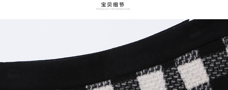 jessy line2015秋装新款 杰茜莱百搭格子显瘦半身裙 A字打底短裙 黑色 M