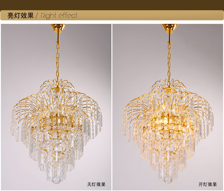 蒙特丽 金黄色水晶吸顶灯5052-420 大型豪华客厅灯卧室灯餐厅灯具 金树银花(B) 420mm