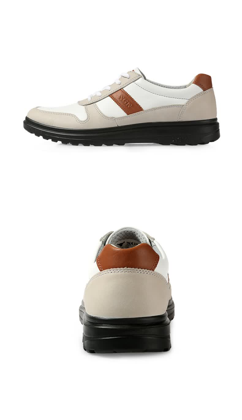 xgn小公牛春夏新款户外休闲鞋男韩版英伦系带圆头真皮透气低帮百搭