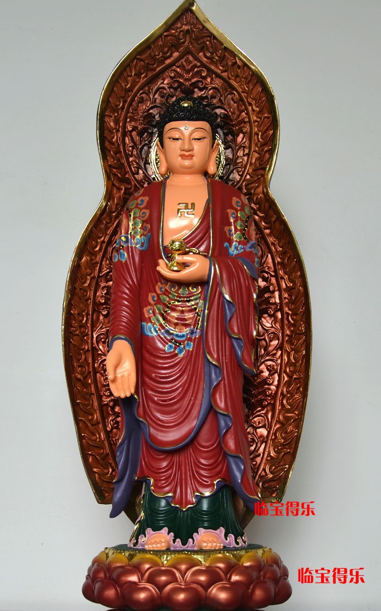 站像 阿弥陀佛 观世音 大势至菩萨 树脂三圣佛像摆件 19寸高单高三圣