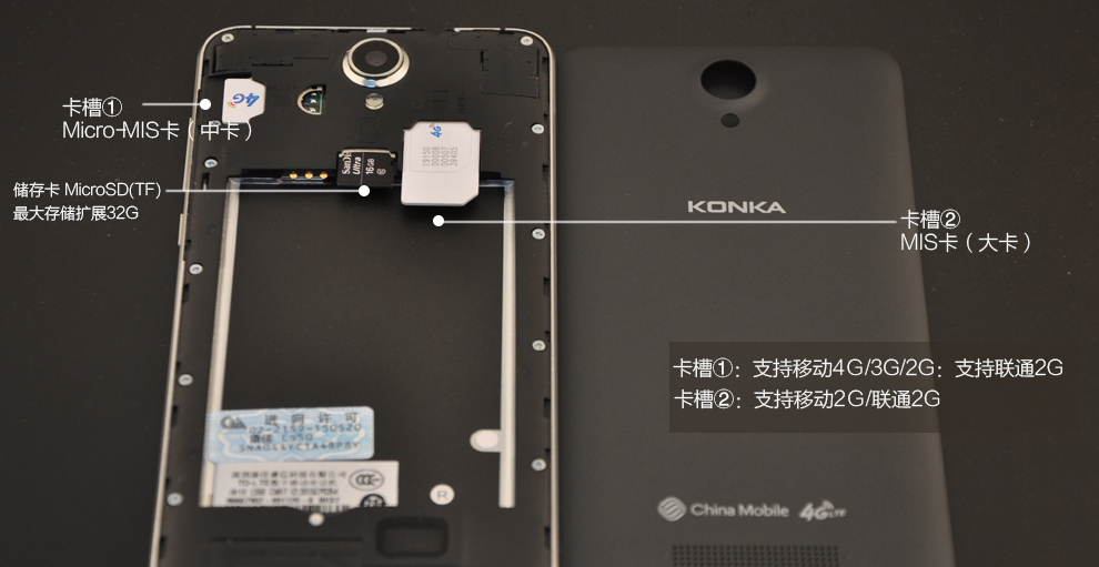 康佳（Konka） L550 移动4G/3G 双卡双待智能手机 钛灰色+银色