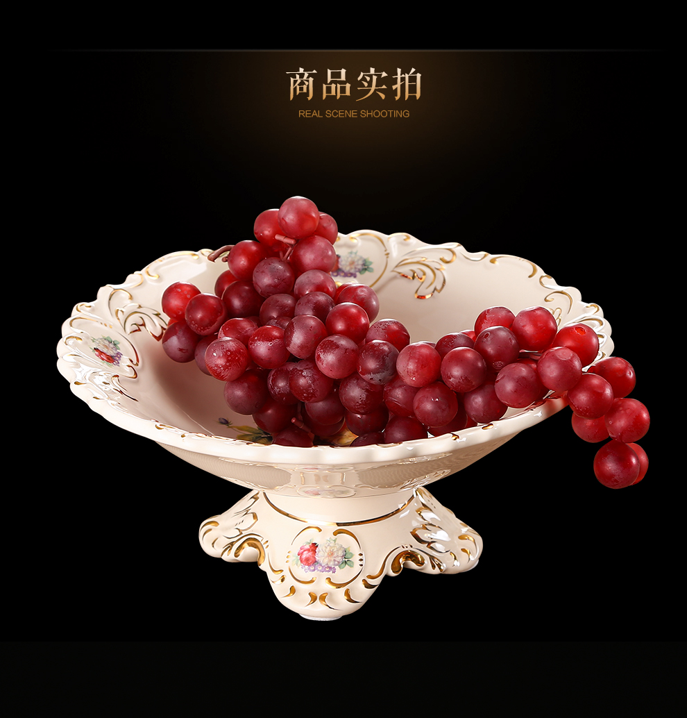 
                                        klasco 欧式水果盘果碗装饰摆件陶瓷家居客厅工艺品摆件电视柜茶几                 