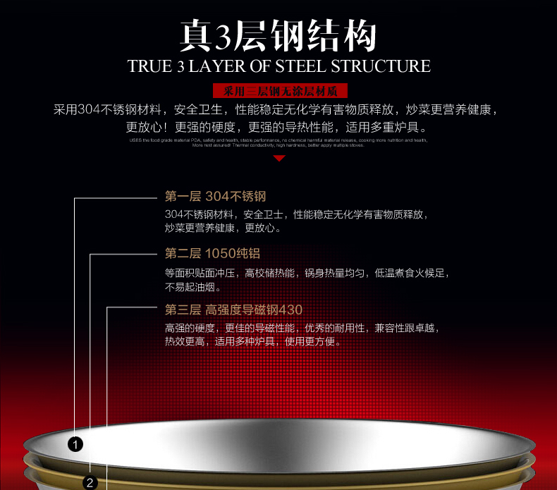 
                                        瑞士LUCUKU路卡酷304不锈钢炒锅 无油烟无涂层不粘锅炒菜锅 30cm                