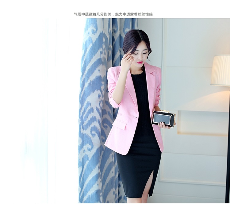 
                                        棉麻小西服女短款2015秋装新款西装外套一粒扣韩版休闲女式小西装 浅蓝色 L                
