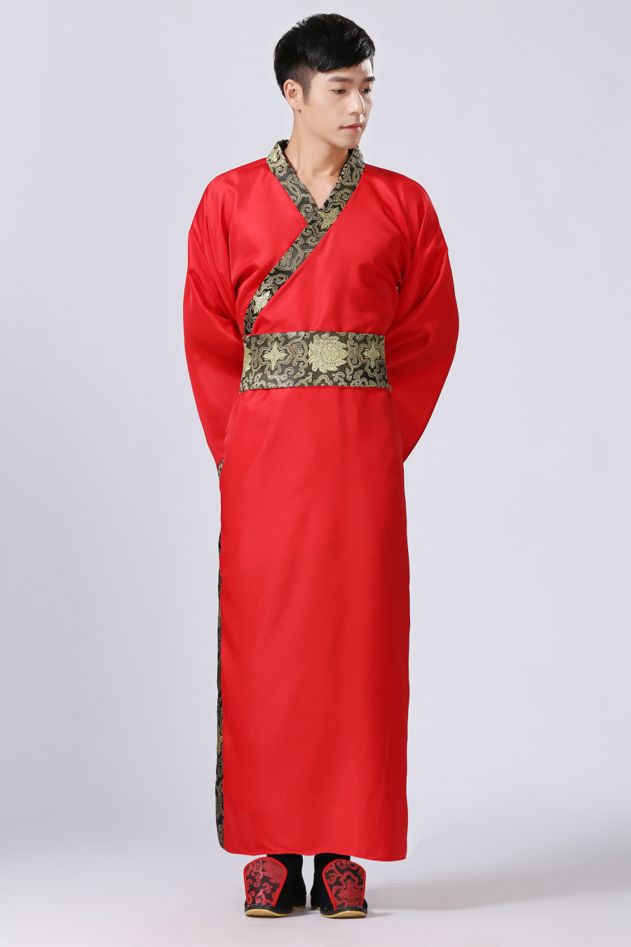 新款新款新款古装服装男汉服曲裾臣子官服汉朝大臣书生汉服直裾深衣黑