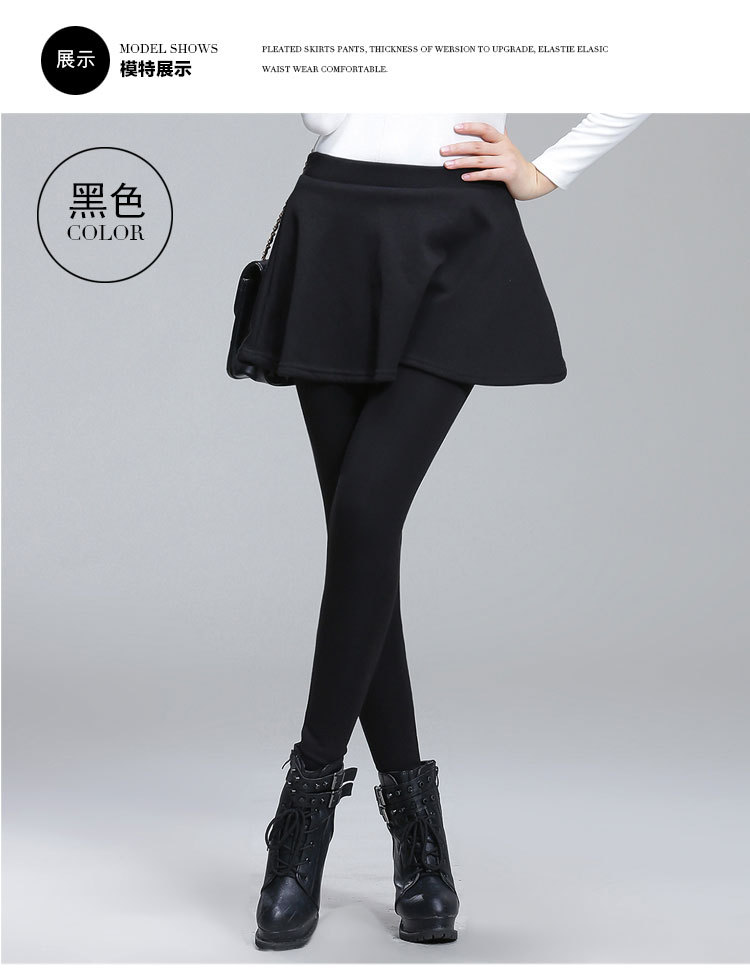 2015新款加绒加厚显瘦修腿大码百褶打底裙裤女打底裤RX-cxq216 胖1049浅灰加绒 S