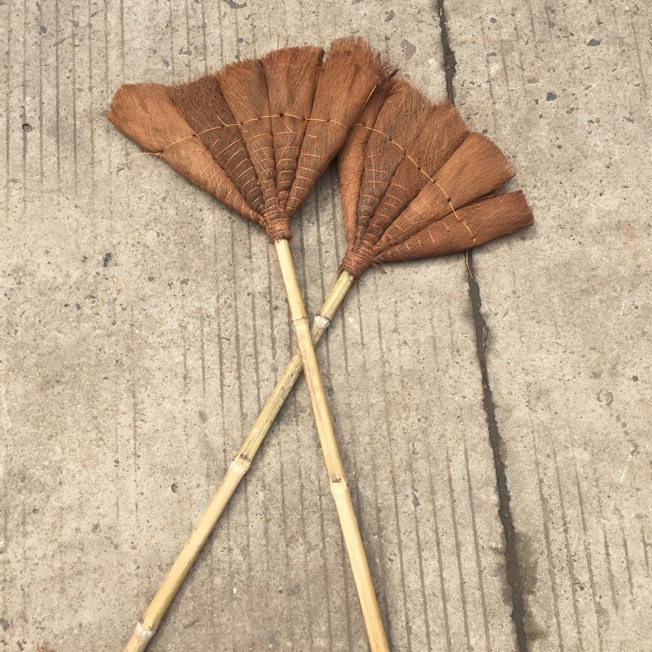 植物天然软毛扫帚棕扫把扫地笤帚条棕毛鬃毛草扫把单个不粘毛 木柄