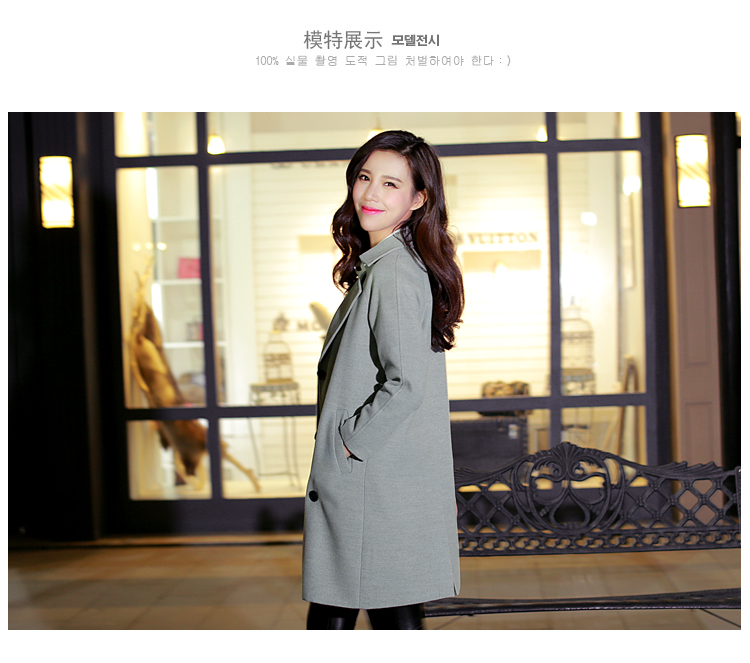 蜜淘衣秀2015新款毛呢大衣女秋冬中长款欧美毛呢外套女中长款呢子修身大衣 橙色 M