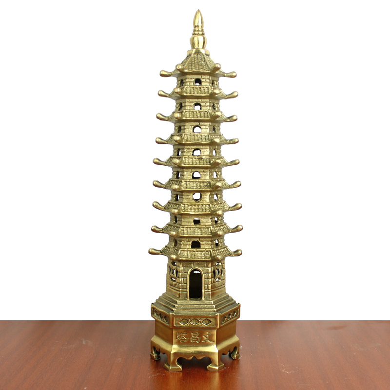 真全銅器純銅文昌塔 黃銅文昌塔 9層文昌塔 工藝品 擺件 9層高28cm